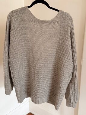 Glamorous Light Grey Ribbed Crewneck Sweater